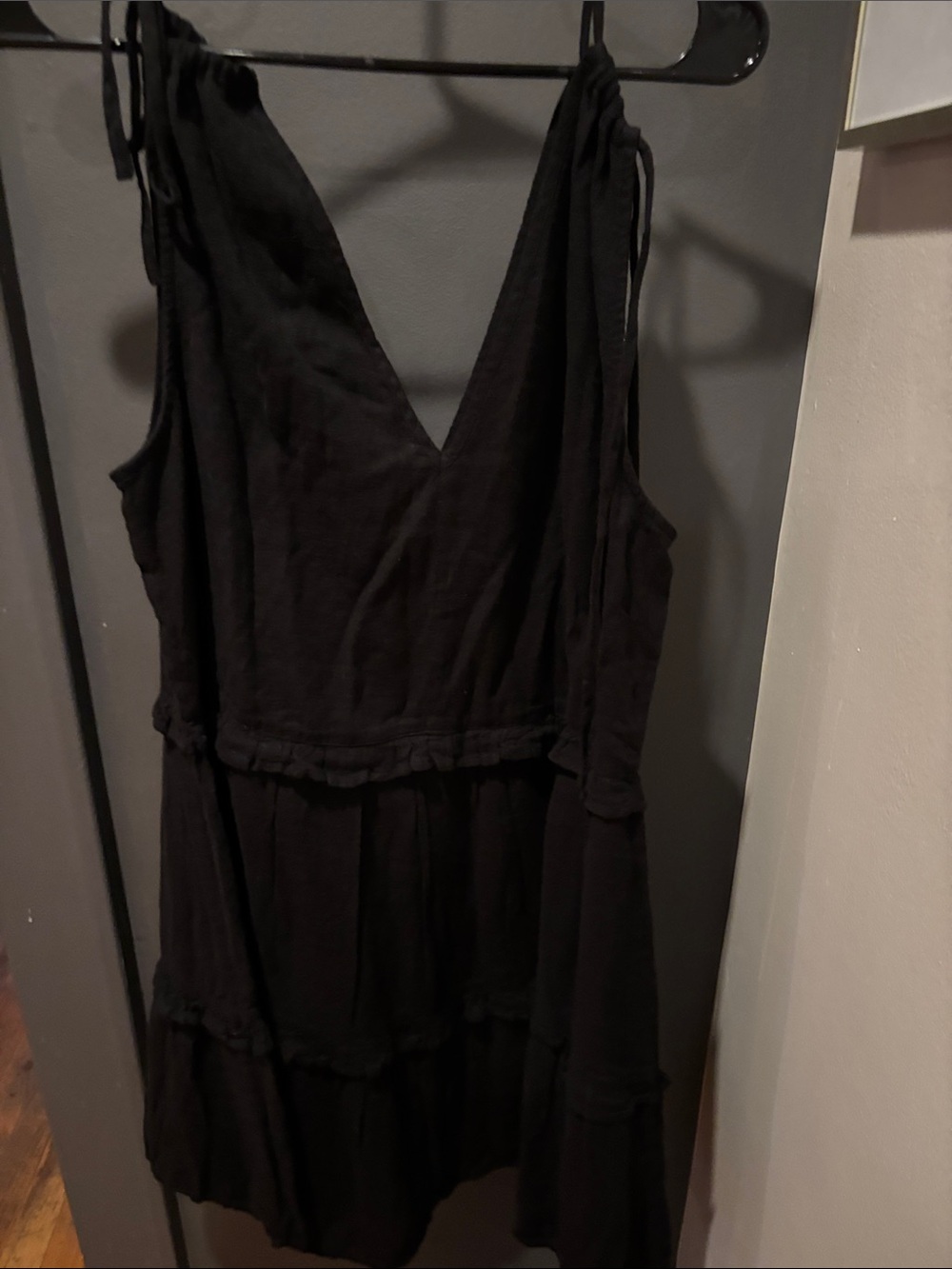 Rails Black Tiered V-Neck Mini Dress
